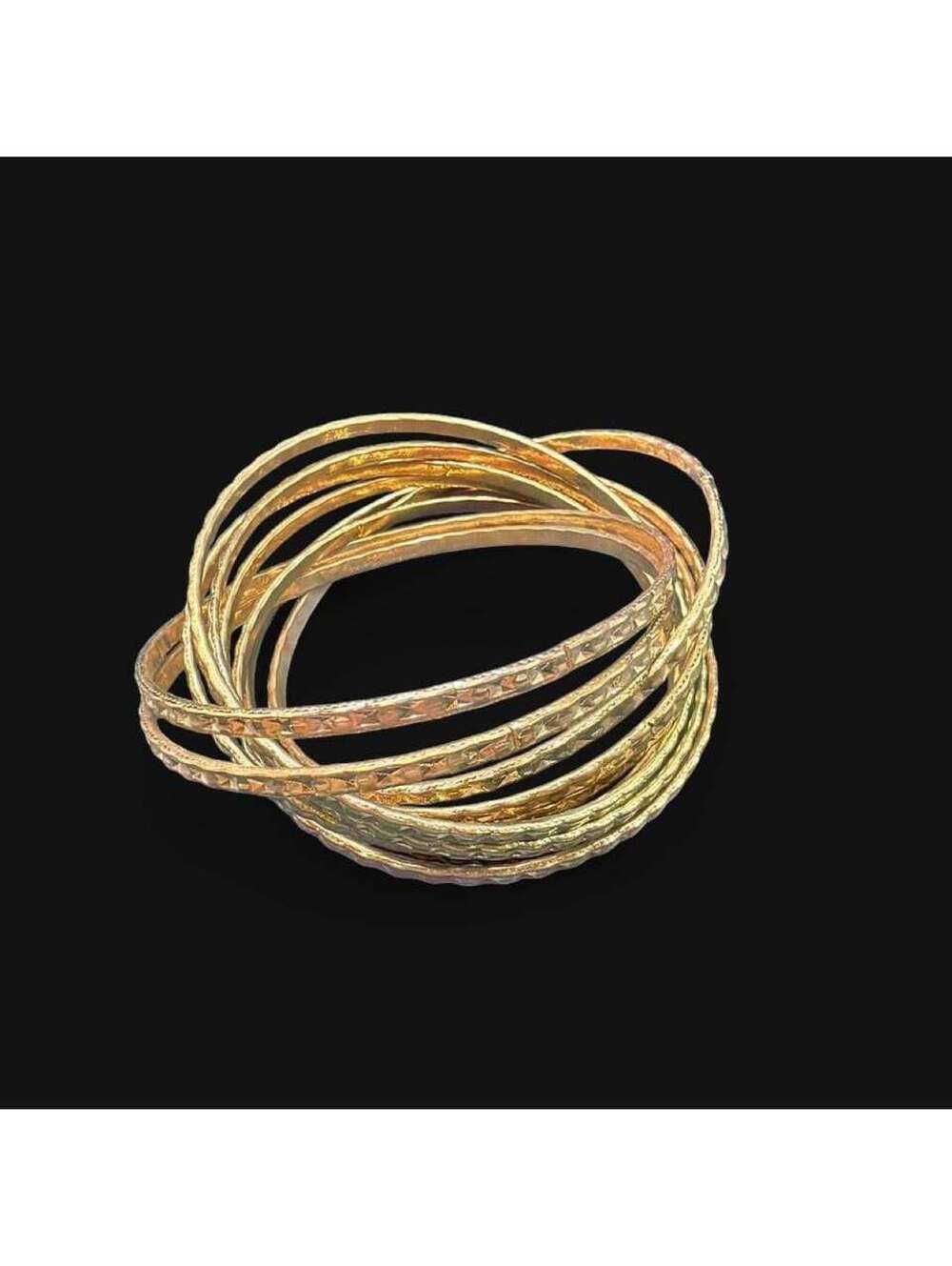 Gold-Toned Textured Bangle Bracelets Set